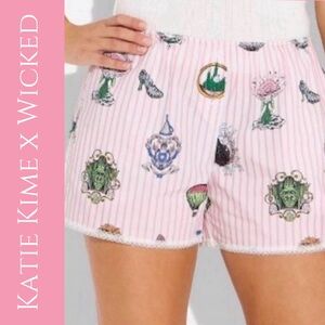 NWOT Wicked Movie Pajamashorts Katie Kime Pink Pinstripe Lounge Sleep Pockets XS